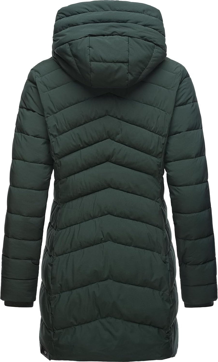 Ragwear Damen wasserdichter Regenmantel Wintermantel warm gefüttert Steppmantel lang mit Kapuze Teel