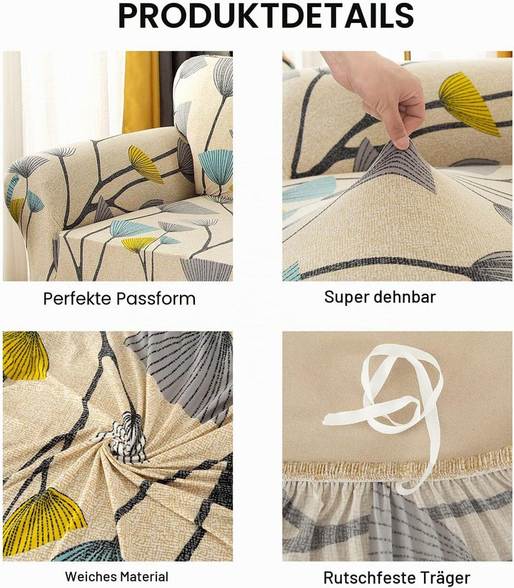 Jaotto Sofabezug 3 Sitzer Elastischer Stretch Spandex Sofa Überwürfe Sofahusse Antirutsch Waschbar S