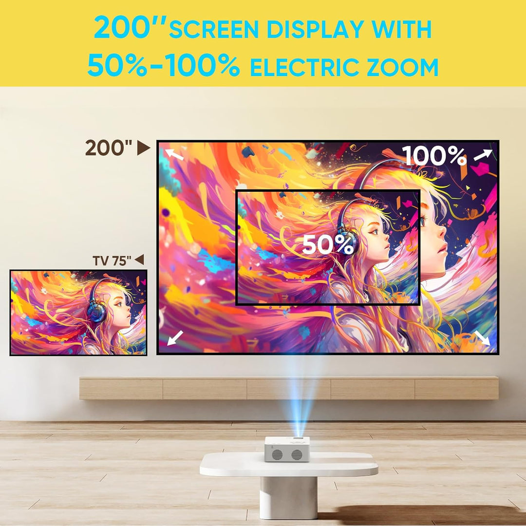 Smart Beamer mit Android, Mini Beamer WiFi6 Bluetooth5.2 Full HD 1080P Tragbarer Outdoor/Heimkino Pr