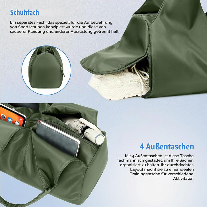 Sporttasche für Damen und Herren mit Schuhfach &amp; Nassfach Weekender Reisetasche Freizeit Handtasche