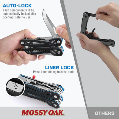 Mossy Oak Multifunktionszange 22-in-1 Multi-Tool Edelstahl Multifunktionale Zange Faltbar Multitool