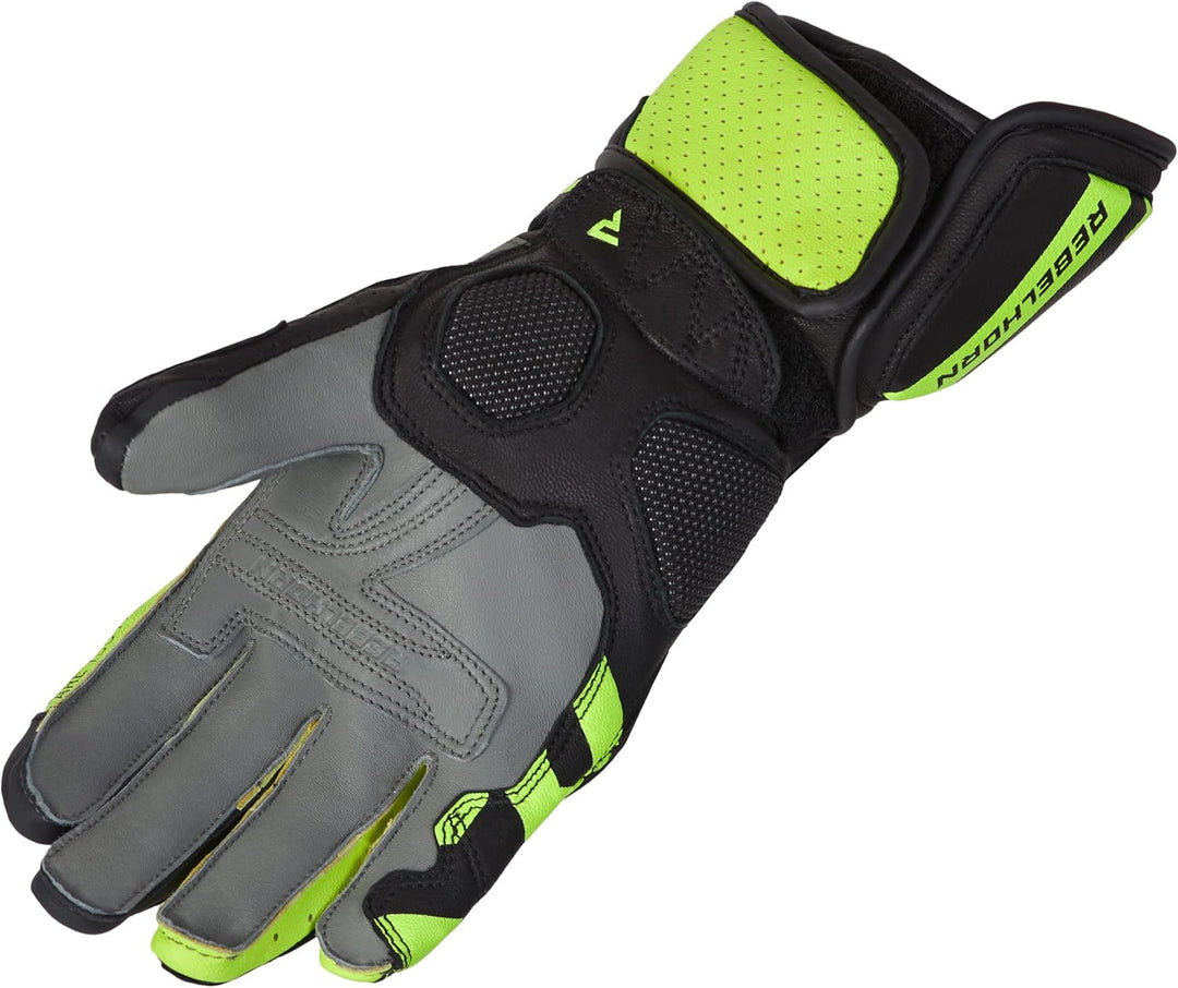 REBELHORN Fighter Motorradhandschuhe Herren | Känguru und Ziegenleder | Knöchel- und Fingerschutz |