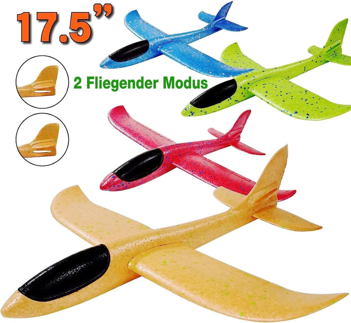 Erinnmy 4 Stück Kinder Schaum Segelflugzeug, 44cm Flugzeug Spielzeug, Segelflugzeug Schaum Flugzeug,