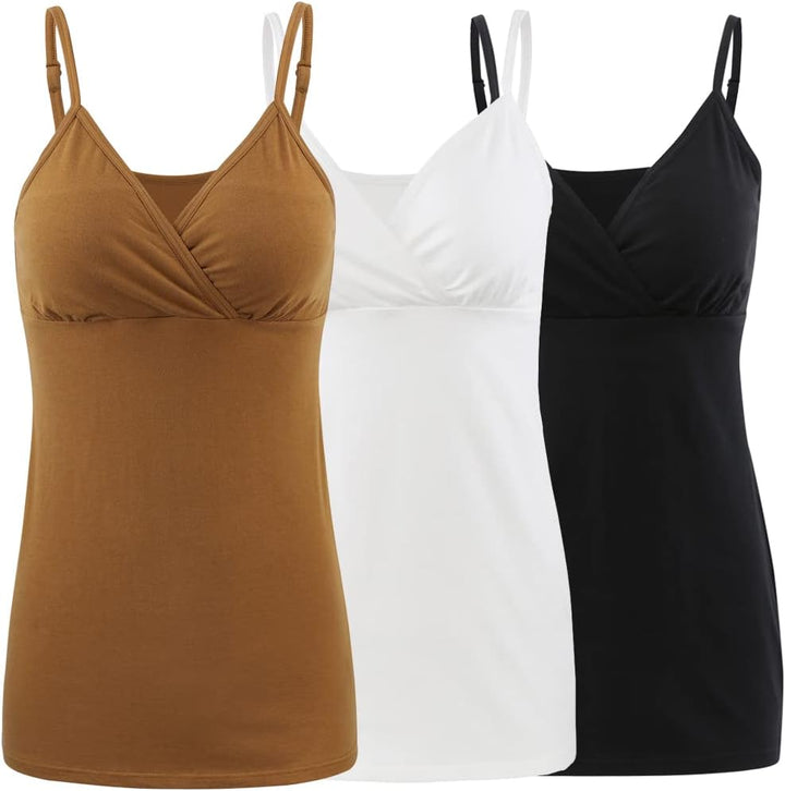 COLOMI Still-Tanktops für Mutterschaft Unterhemden für Schwangere BH zum Stillen Basic Camisole XL B