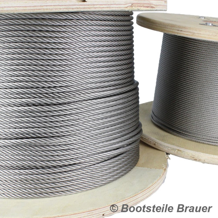 20 Meter Edelstahl - Drahtseil 7x7 mittelweich D= 6 mm - Edelstahl A4 Edelstahlseil Stahlseil I BOOT