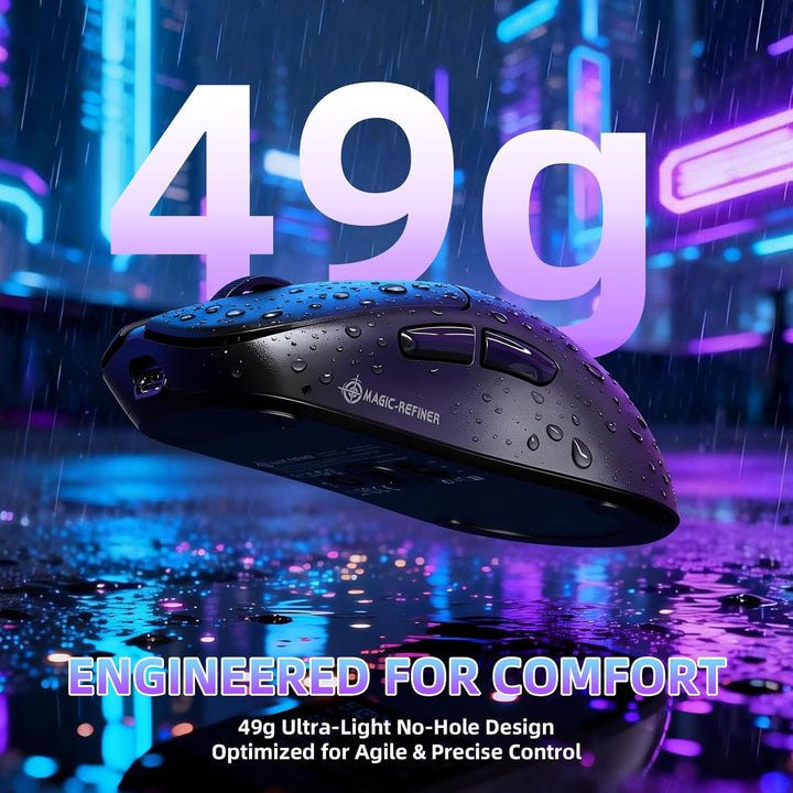 ZIYOU LANG×MAGIC-REFINER AJ199 Kabellose Gaming Maus Leicht, 49g Tri-Modus 2.4G/BT/Kabel, PixArt PAW