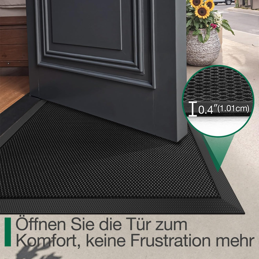 LUMI Fussmatte Aussen, Schmutzfangmatte, rutschfest, 90 x 150cm, Schwarz | Fängt Schmutz auf, schnel