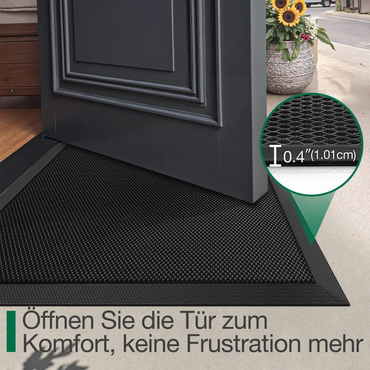 LUMI Fussmatte Aussen, Schmutzfangmatte, rutschfest, 90 x 150cm, Schwarz | Fängt Schmutz auf, schnel
