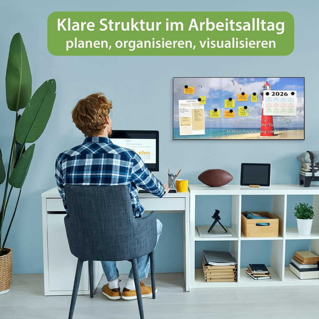 banjado Magnettafel schwarz 78 x 37cm / Magnetwand Metall/Magnetpinnwand als Memoboard/Pinnwand Magn