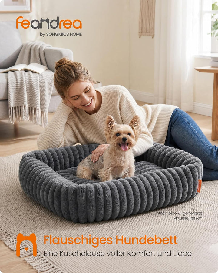 Feandrea Hundebett, mittelgrosses orthopädisches Hundekörbchen, Hundekissen waschbar, Flauschige Hun