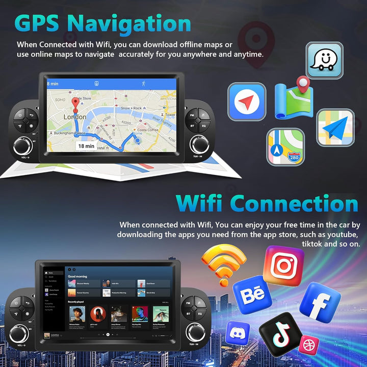 4GB+64GB Autoradio für FIAT Panda 2013-2020 Radio mit Wireless Carplay, 7 Zoll Bildschirm Android Au