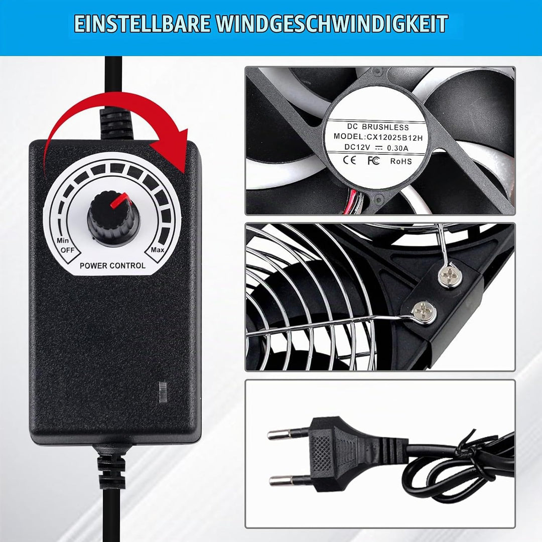 2 Stück Mini Abluftventilator 120mm, DC12V Rauchabzug Ventilator, Mini Absaugventilator 2750rpm, Axi