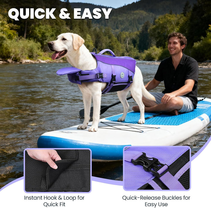 VIVAGLORY Front Float Schwimmweste Hund, Hundeschwimmweste für Bootfahren, Schwimmweste with Kopfstü