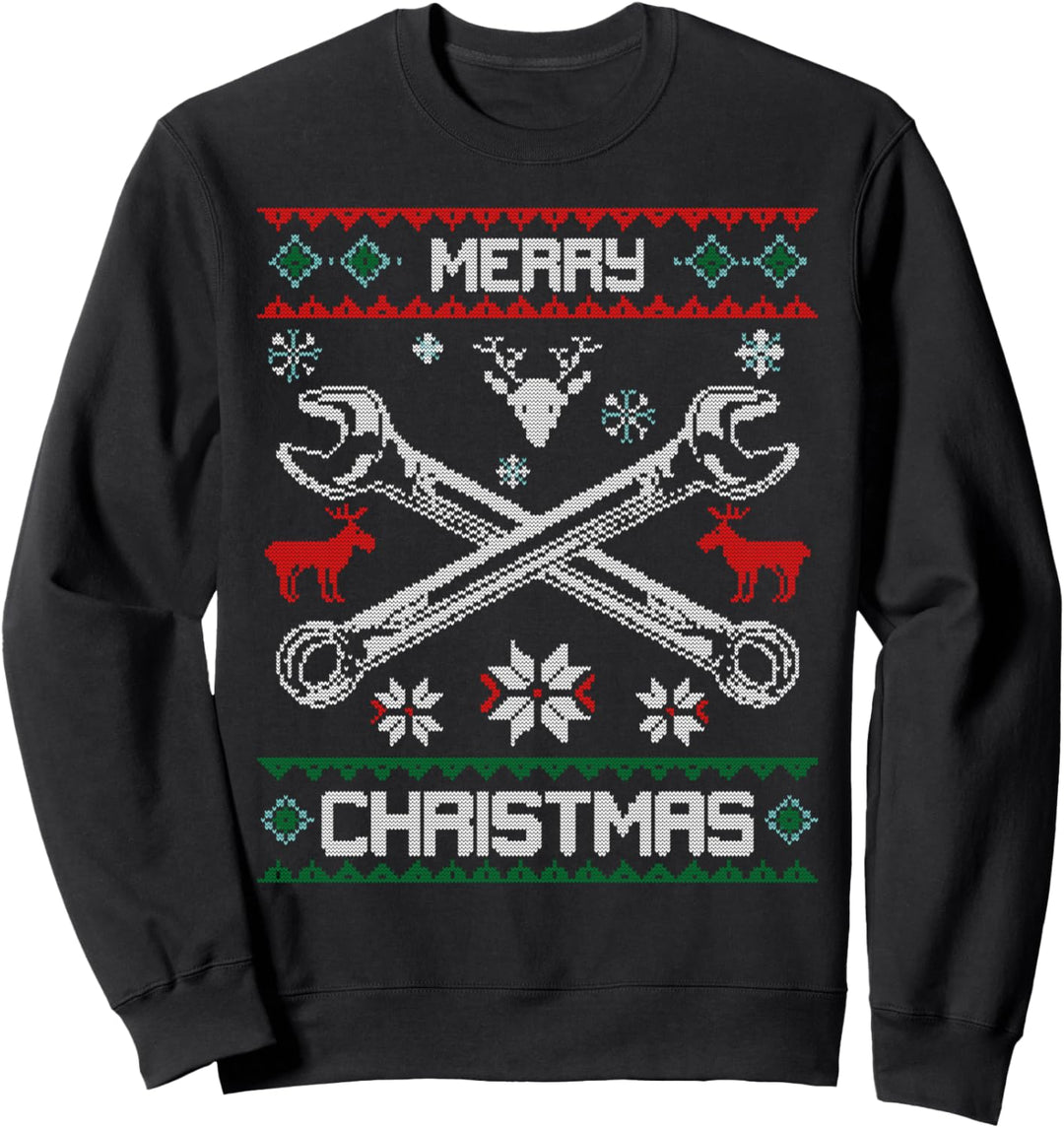 Mechanic Merry Christmas Hässlicher Schraubenschlüssel Sweatshirt