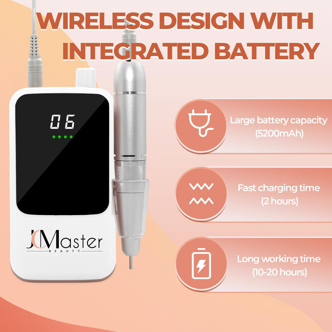 Nagelfräser JCMaster Profi, Fräser Nägel 35.000 U/Min, tragbare Elektrische Nagelfeile für Gelnägel