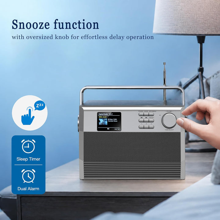 DAB+/UKW Radio mit Bluetooth &amp; Freisprechfunktion, 6W RMS Stereo Küchenradio mit Farbdisplay, dualem