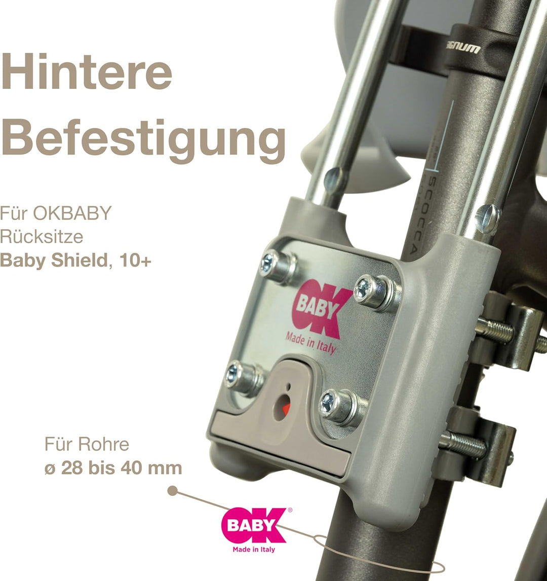 OKBABY 10+ - Fahrradsitz hinten für Kinder bis 22 kg mit Liegefunktion - Schwarz und Grau, Schwarz u