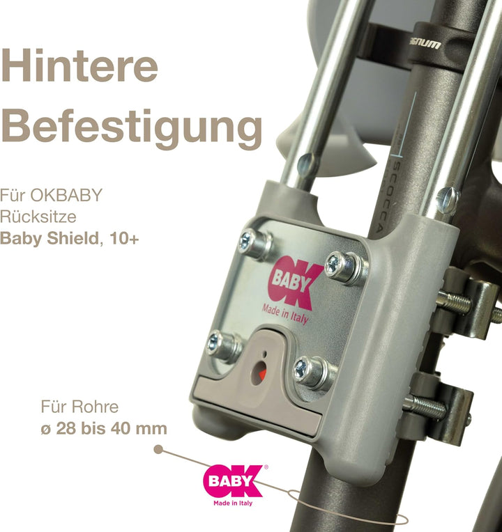 OKBABY 10+ - Fahrradsitz hinten für Kinder bis 22 kg mit Liegefunktion - Schwarz und Grau, Schwarz u