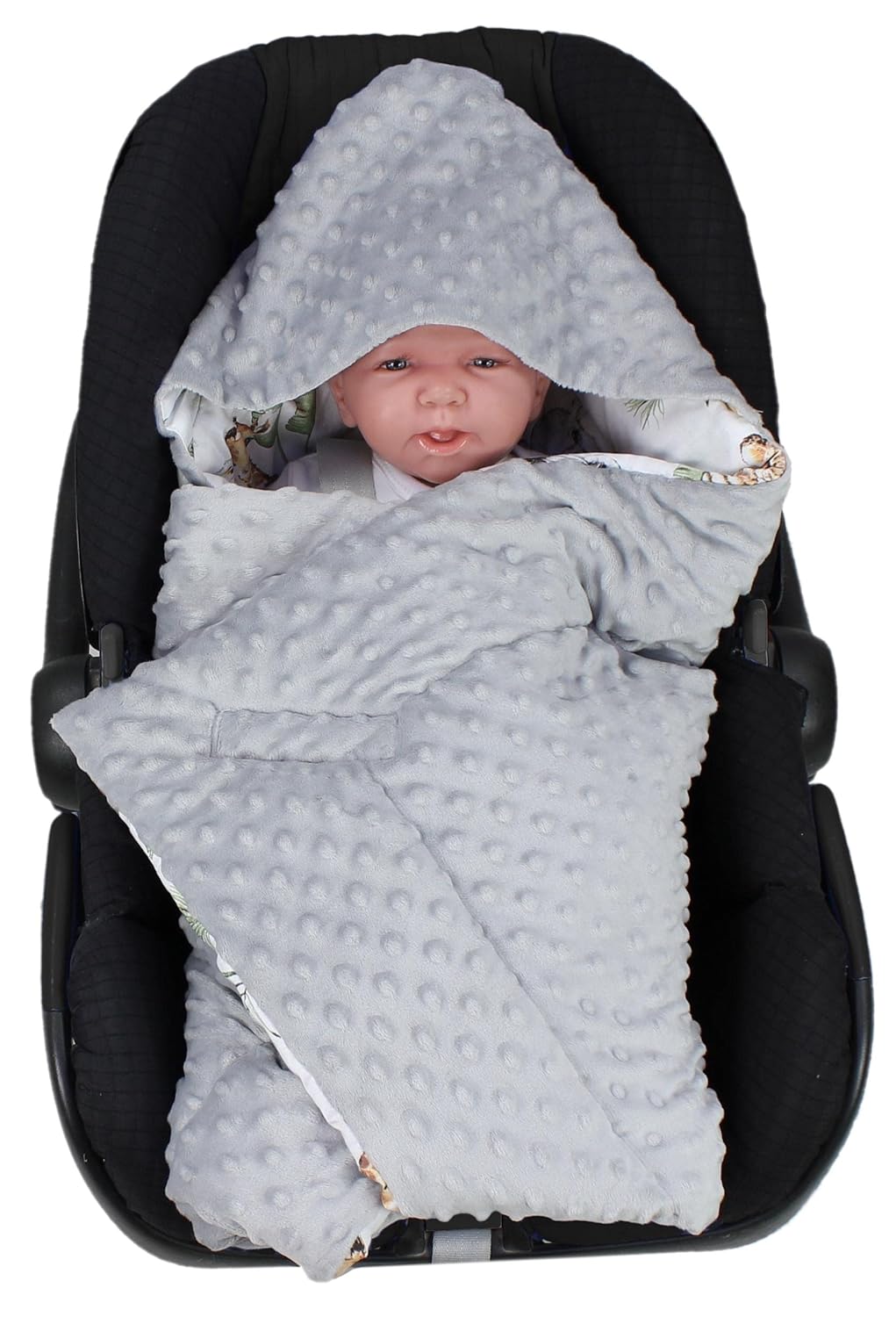 TupTam Baby Winter Einschlagdecke Babydecke 75x75cm für Autositz Babyschale Wattiert Minky Baumwolle