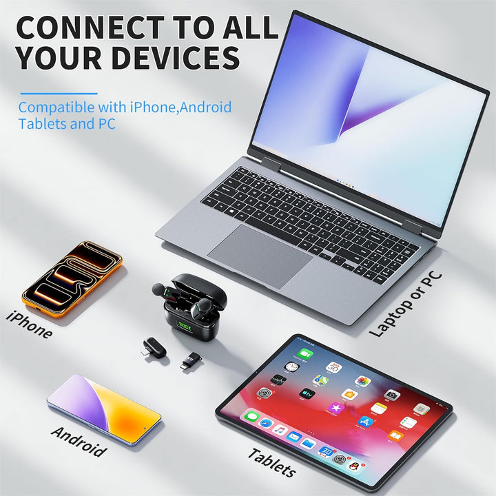 Kabelloses Lavalier Mikrofon für Handy/iPhone//iPad/Kamera, Mini Mikrofon für Live-Streaming, Rausch