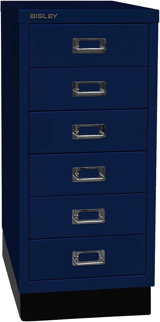 BISLEY MultiDrawer, 29er Serie mit Sockel, DIN A4, 6 Schubladen, Metall, 696 Verkehrsweiss, 38 x 27.