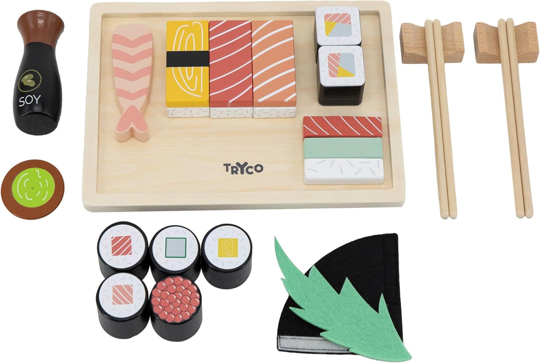 Tryco Sushi-Spielset 23-teilig aus Holz für Kinder ab 18 Monate TR-353012