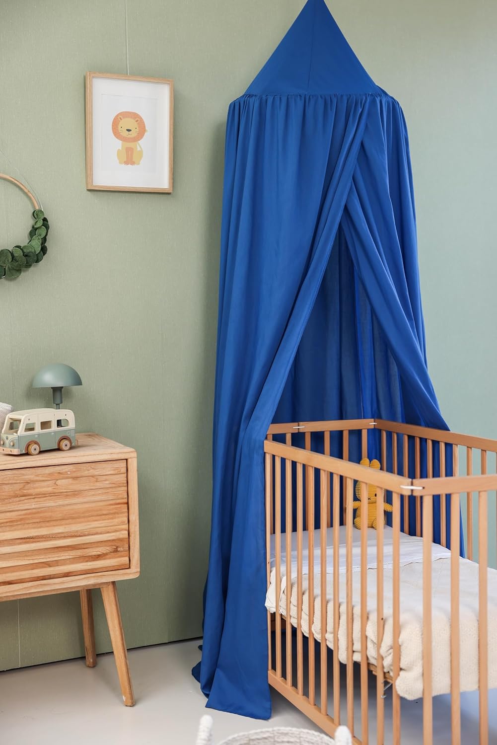 Blauer Baldachin für Kinderzimmer | Hängender Betthimmel für Babybett | Moskitonetz für Stubenwagen