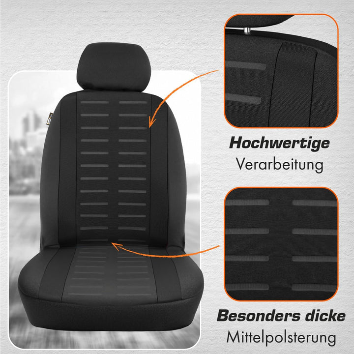 Upgrade4cars Autositzbezüge Set für die Vordersitze | Auto-Schonbezüge Universal in Schwarz Vordersi