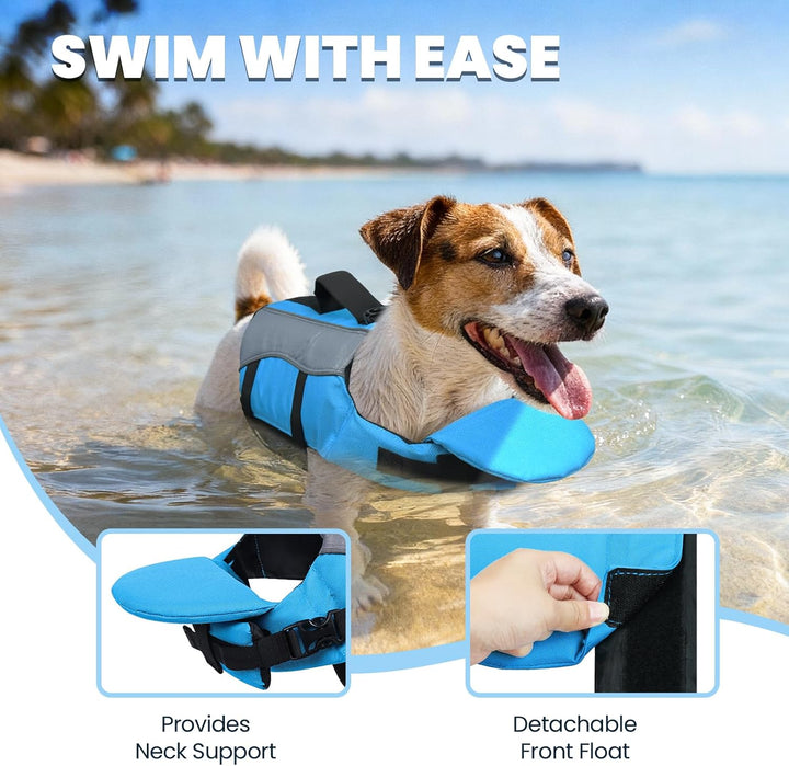 VIVAGLORY Front Float Schwimmweste Hund, Hundeschwimmweste für Bootfahren, Schwimmweste with Kopfstü