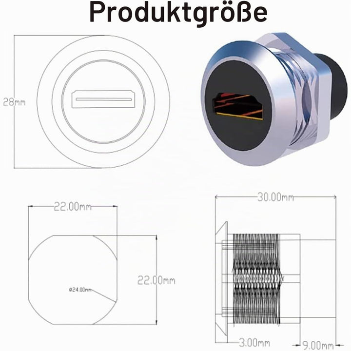 PENGLIN 2 STÜCK HDMI 2.0 Anschluss für Panelmontage, HDMI Durchgangskabel Koppler 4K 30Hz 3D und HDR