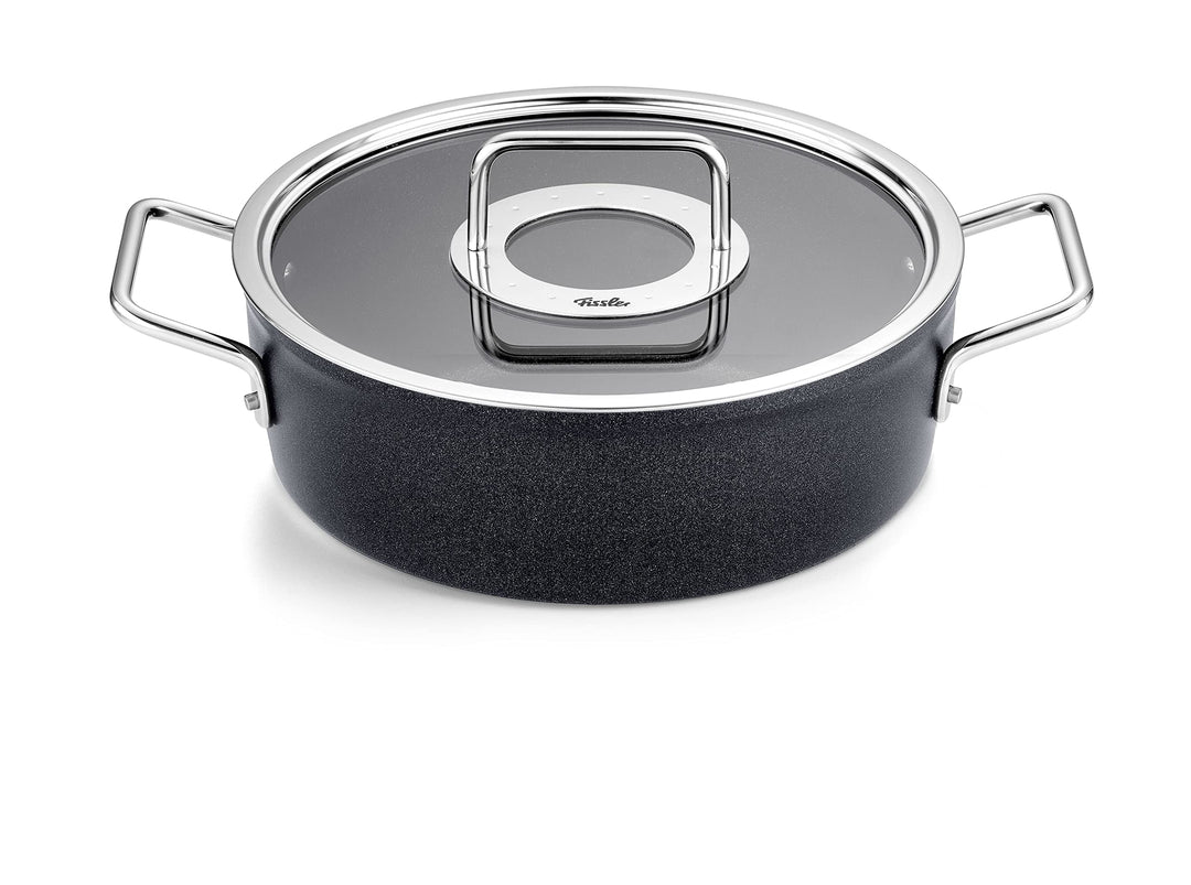 Fissler Adamant / Aluminium-Bräter (Ø 24 cm, 3,1L) Bratentopf-beschichtet mit Glas-Deckel, antihafte