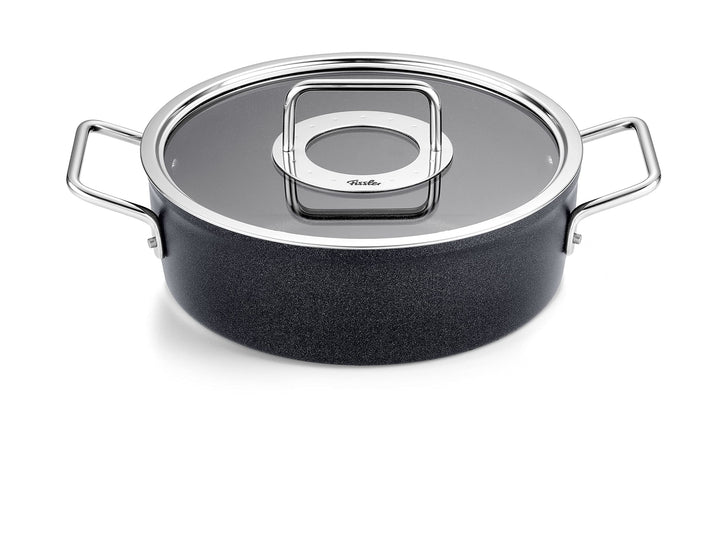 Fissler Adamant / Aluminium-Bräter (Ø 24 cm, 3,1L) Bratentopf-beschichtet mit Glas-Deckel, antihafte