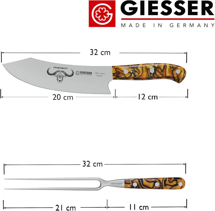 GIESSER seit 1776 - Made in Germany - PremiumCut, Spicy Orange, Tranchier Set 2 teilig, Kochmesser 2