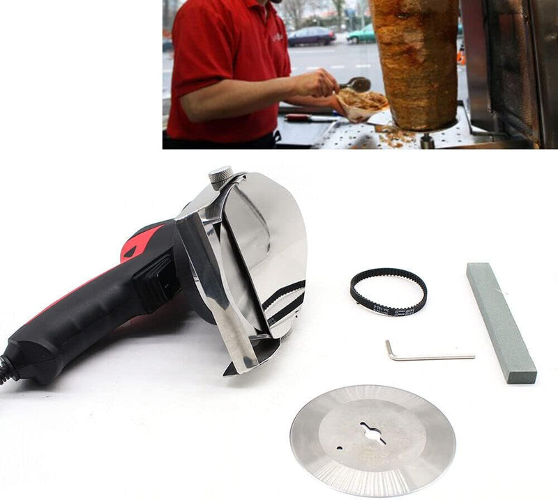 SHZICMY Dönermesser, Elektrisches Kebabschneider 80W Profi Schneidemesser Edelstahl Gyrosmesser für