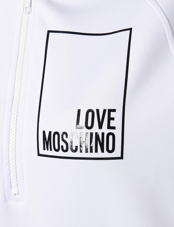 Love Moschino Damen Relaxed Fit Hooded Short-Sleeved Dres Dress M Optical White, M Optical White