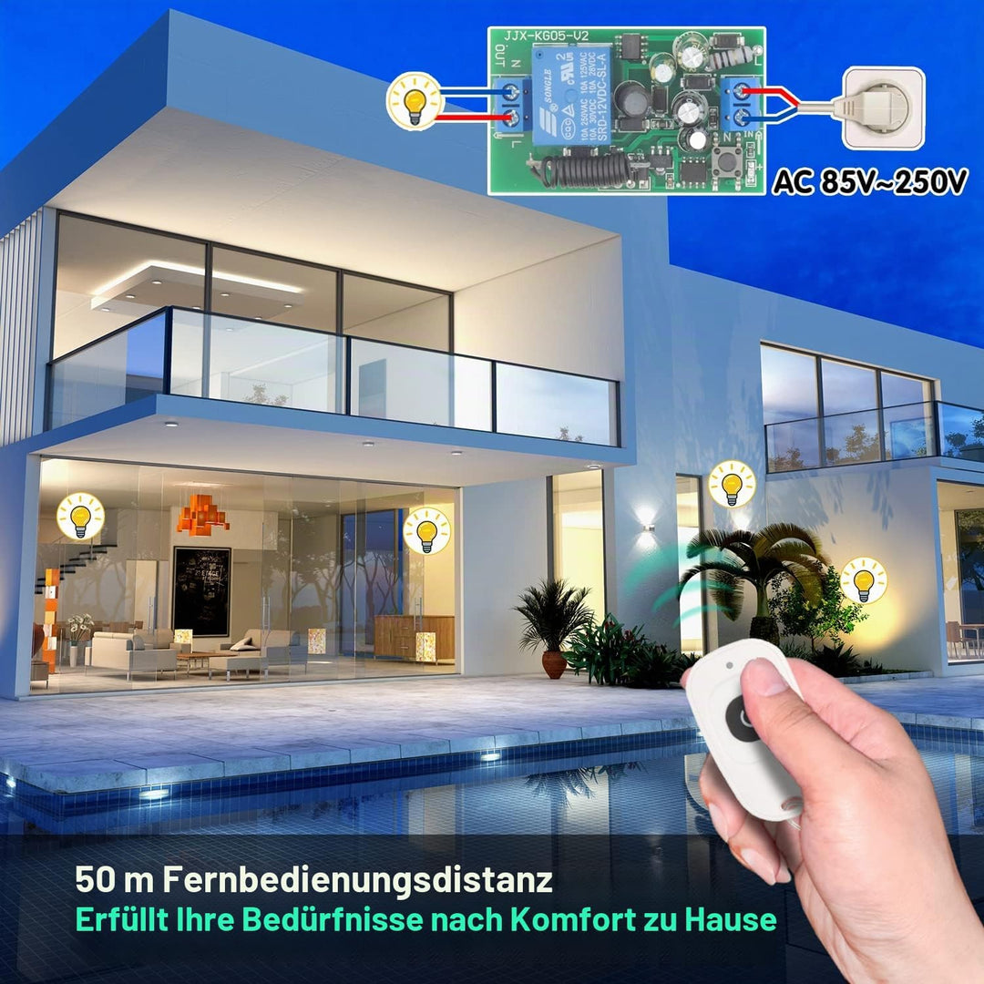 DieseRC Radiofrequenz Licht Fernbedienung Schalter RF Drahtloser AC 220V 230V 240V 1500 W Relais Emp