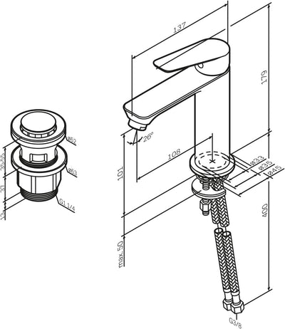 AM.PM Hit Waschtischarmatur mit Klick-Ablaufgarnitur, SoftMotion Keramikkartusche 30mm, Neoperl Aera