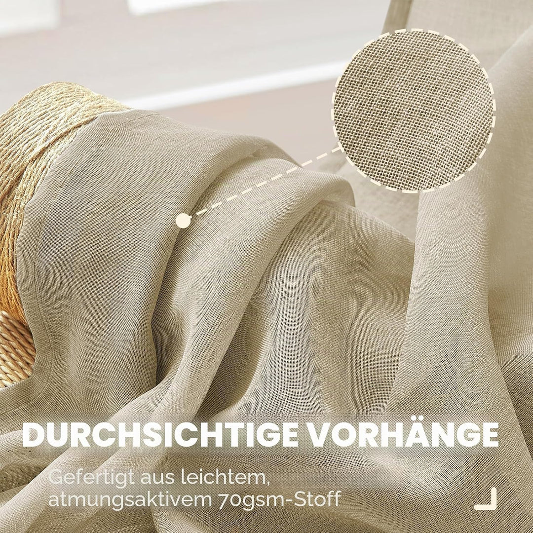 MRTREES Vorhänge Gardinen mit Store Vorhang Voile halbtransparent kurz in Leinenoptik Gardine Schals