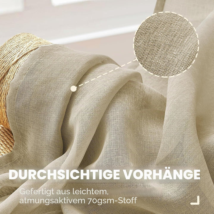 MRTREES Vorhänge Gardinen mit Store Vorhang Voile halbtransparent kurz in Leinenoptik Gardine Schals