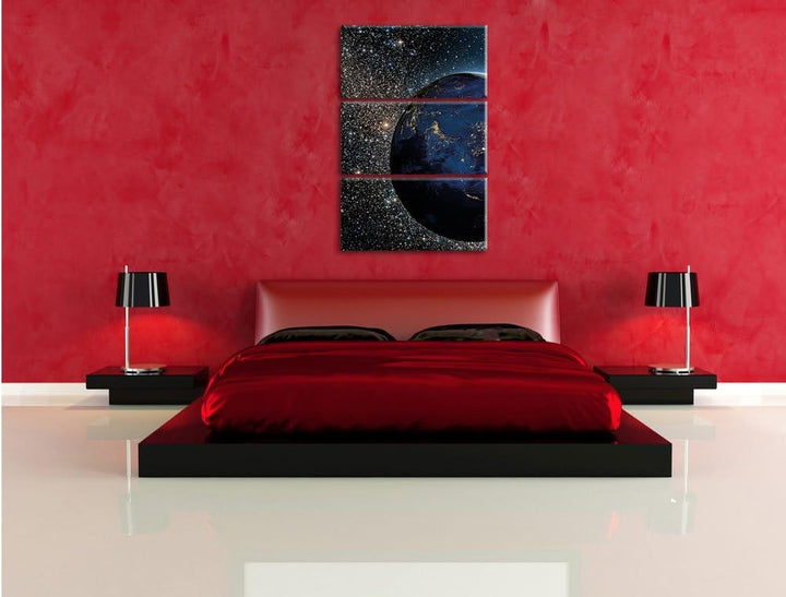 Pixxprint Erde im Weltall als Leinwandbild/Grösse: 3 Teilig (120x80) cm/Wandbild/Kunstdruck/fertig b