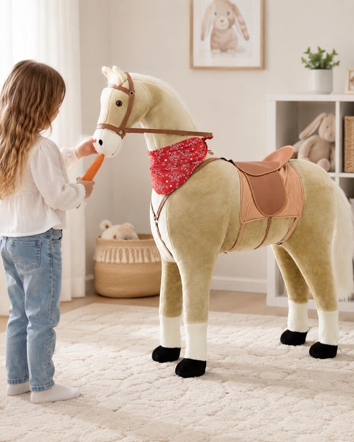 Sweety-Toys 10363 Stehpferd Haflinger Reitpferd Standpferd beige mit weisser Mähne