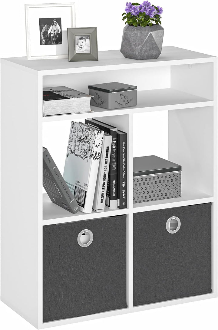 KOMTO Regal Weiss - Bücherregal Standregal Würfelregal Büroregal 65,8 х 30,7 х 80,4 cm Bücherschrank