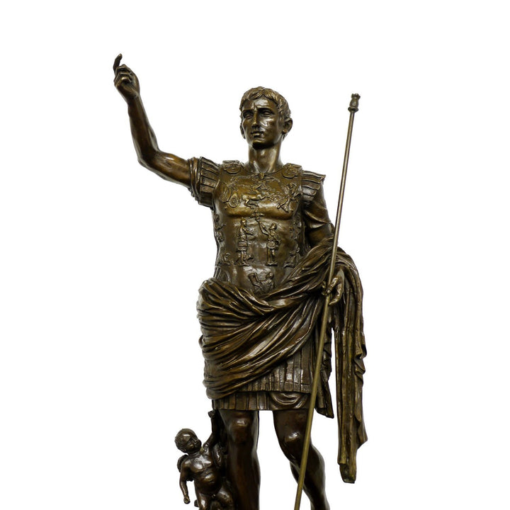 Römische Bronzefigur - Kaiser Augustus - signiert - Echte Bronze - Augustusstatue von Prima Porta -