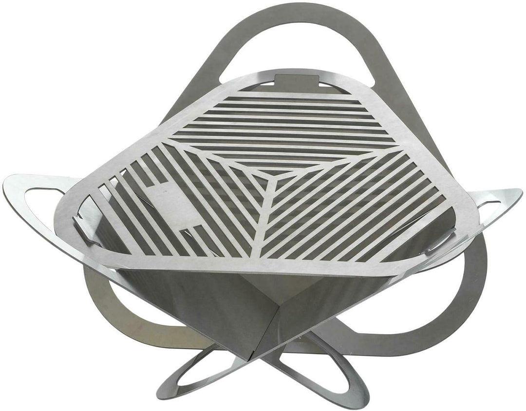 Feuerstelle 56 x 56 cm aus Edelstahl Mobile Feuerschale BBQ Lagerfeuer klappbar Gartenfeuer Feuerkor