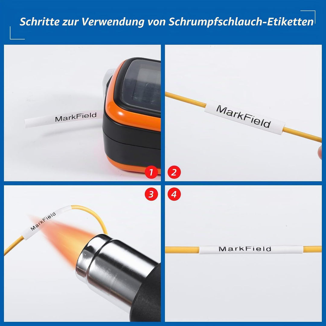 MarkField Kompatible Schriftband Schrumpfschlauch HSe-211 HSe211 5.8mm Bänder Schwarz auf Weiss Komp