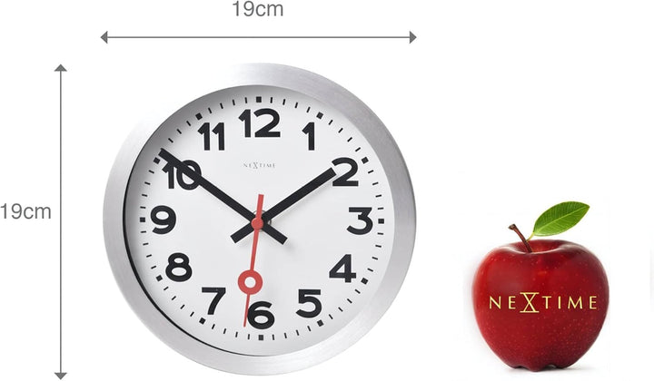 NeXtime 3999AR Wanduhr Bahnhofsuhr STATION, lautlos, rund, Weiss, ø 35 cm, 34.8 x 4.5 cm