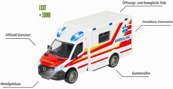 Majorette MOJORETTE Grand Series 213712001038 Ambulanz aus Metall und Kunststoff, 12,5 cm, Licht und