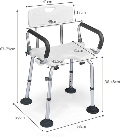 COSTWAY Duschstuhl höhenverstellbar, Duschhocker mit Duschkopfhalterung, Badehocker 100KG belastbar,