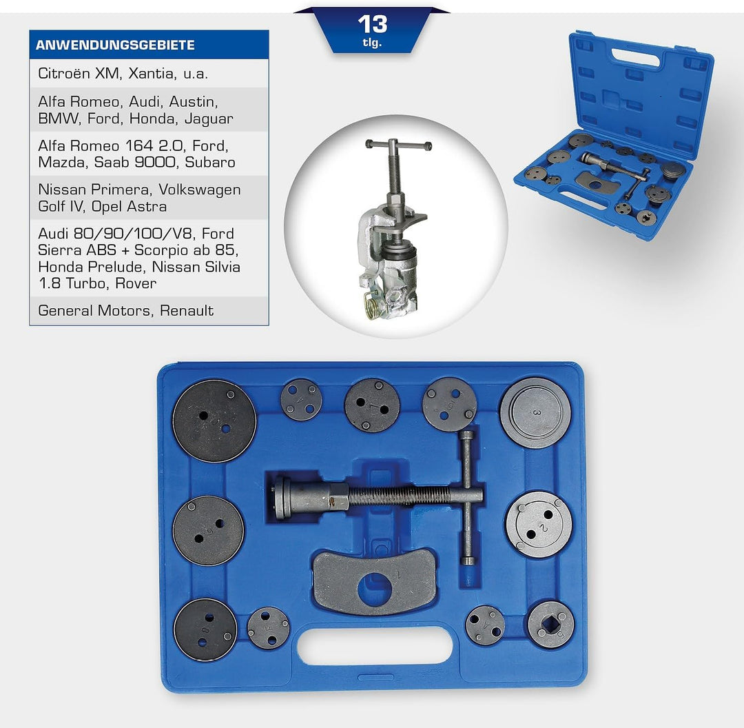 BRILLIANT TOOLS BT701000 Universal-Bremskolben-Rückstellwerkzeug-Satz, 13-tlg [Powered by KS TOOLS]