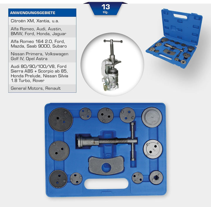 BRILLIANT TOOLS BT701000 Universal-Bremskolben-Rückstellwerkzeug-Satz, 13-tlg [Powered by KS TOOLS]